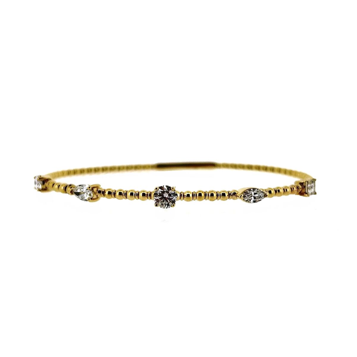 14ct Gold Multi-Cut Diamond Set Flexi Bangle