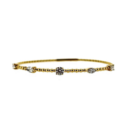 14ct Gold Multi-Cut Diamond Set Flexi Bangle