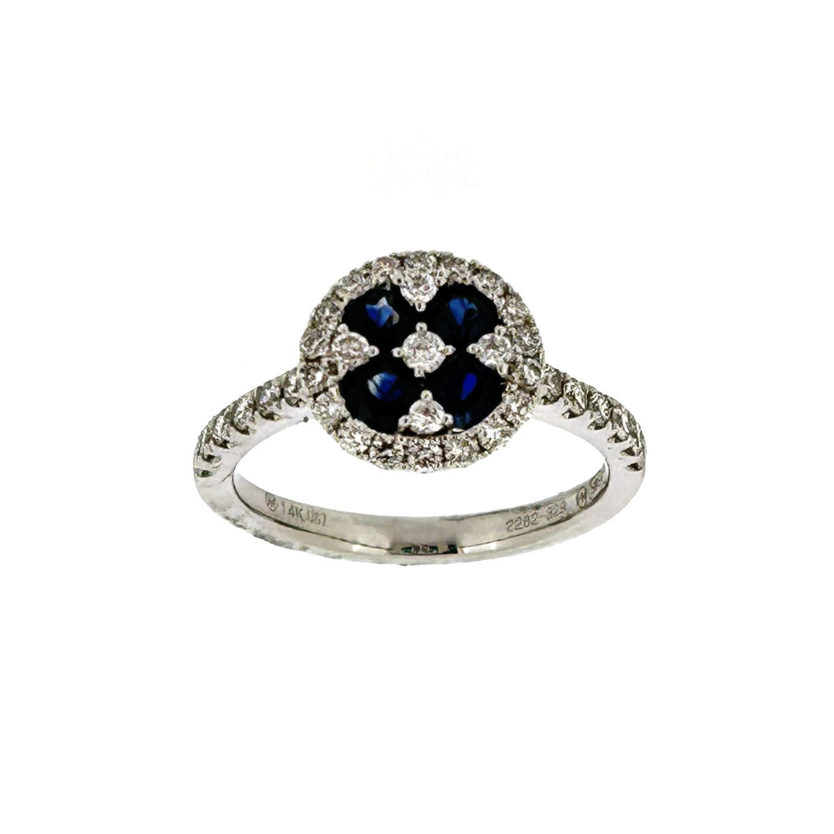 14ct White Gold Sapphire & Diamond Set Cluster Ring