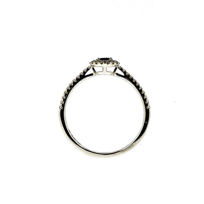14ct White Gold Sapphire & Diamond Set Halo Cluster Ring
