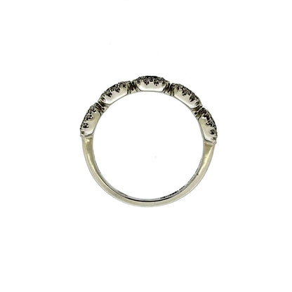 14ct White Gold Sapphire & Diamond Set Multi-Cluster Dress Ring