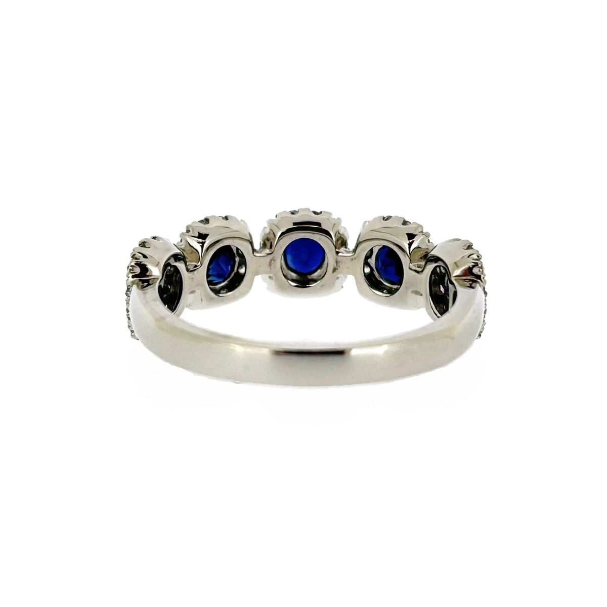 14ct White Gold Sapphire & Diamond Set Multi-Cluster Dress Ring