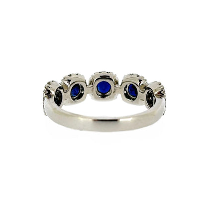 14ct White Gold Sapphire & Diamond Set Multi-Cluster Dress Ring