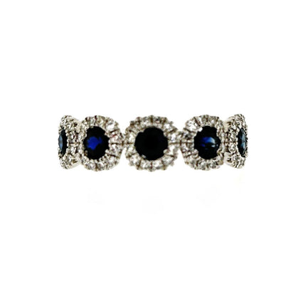 14ct White Gold Sapphire & Diamond Set Multi-Cluster Dress Ring