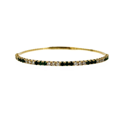 14ct Yellow Gold Emerald & Diamond Set Flexi Bangle