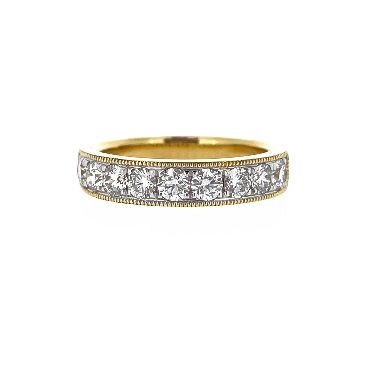 18ct Gold 1.00ct Diamond Milgrain Set Half Eternity Ring