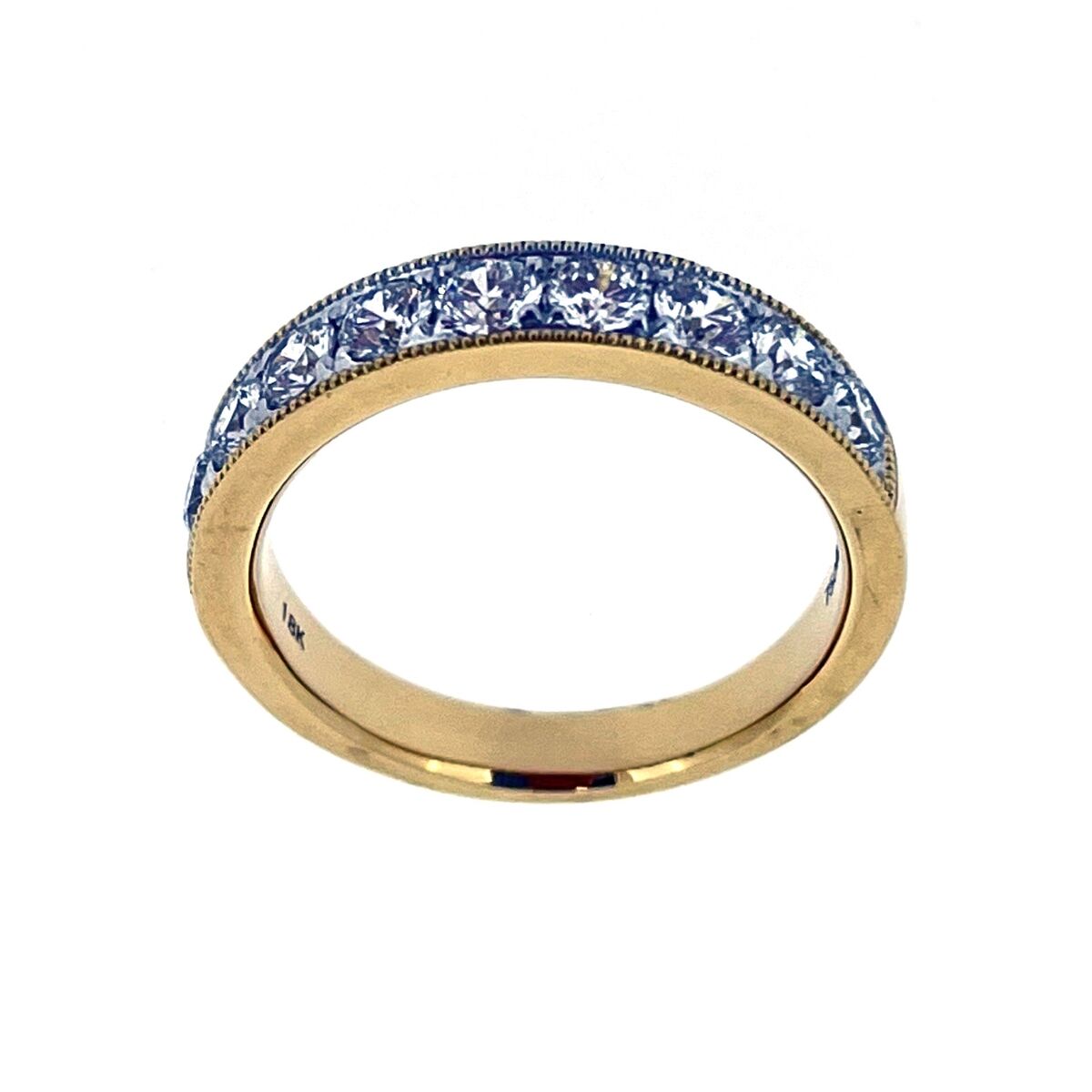 18ct Gold 1.00ct Diamond Milgrain Set Half Eternity Ring