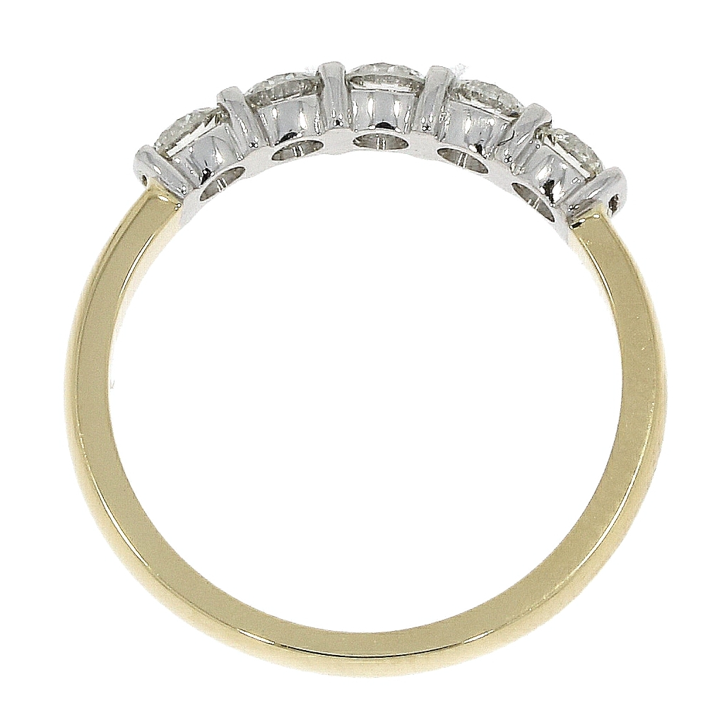 18ct Gold Bar Set Diamond 0.74ct Five Stone Half Eternity Ring
