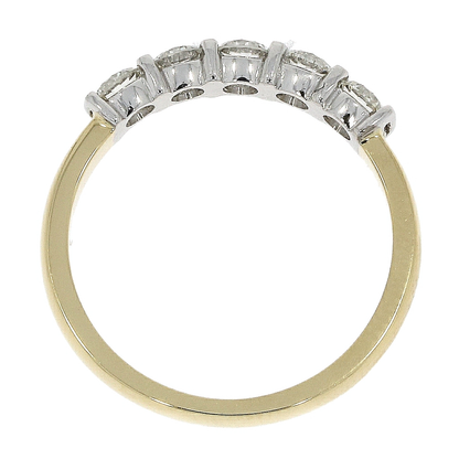 18ct Gold Bar Set Diamond 0.74ct Five Stone Half Eternity Ring