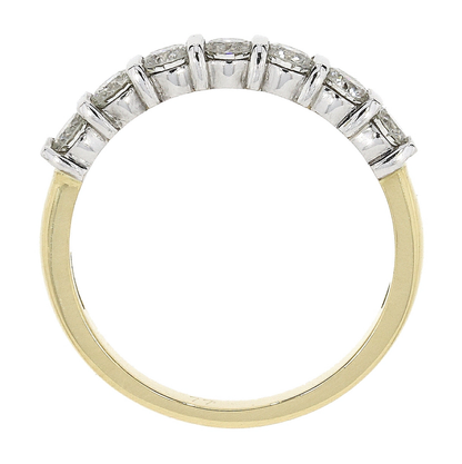 18ct Gold Bar Set Diamond 0.83ct Seven Stone Half Eternity Ring
