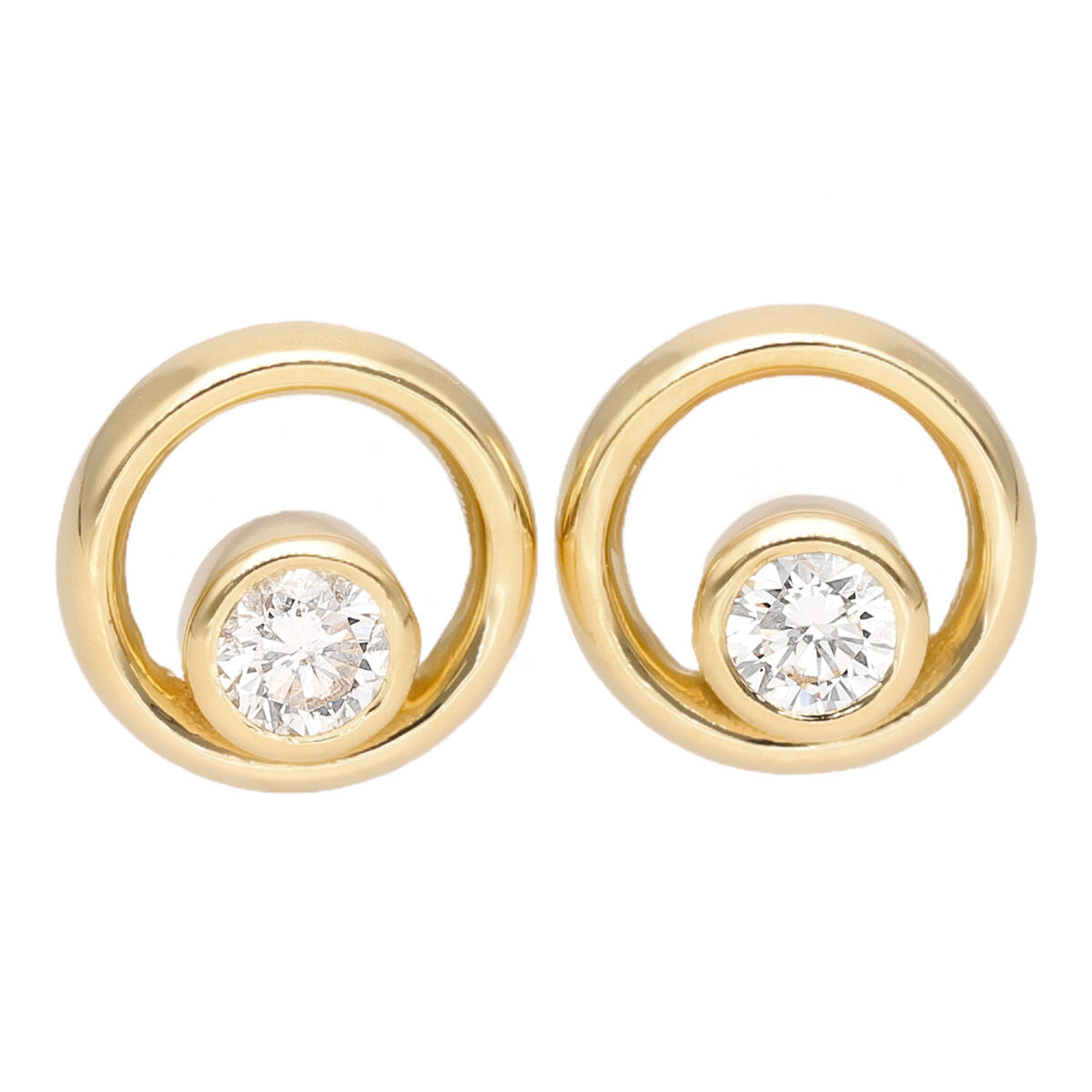 18ct Gold Eclipse Diamond Set Circle Stud Earrings