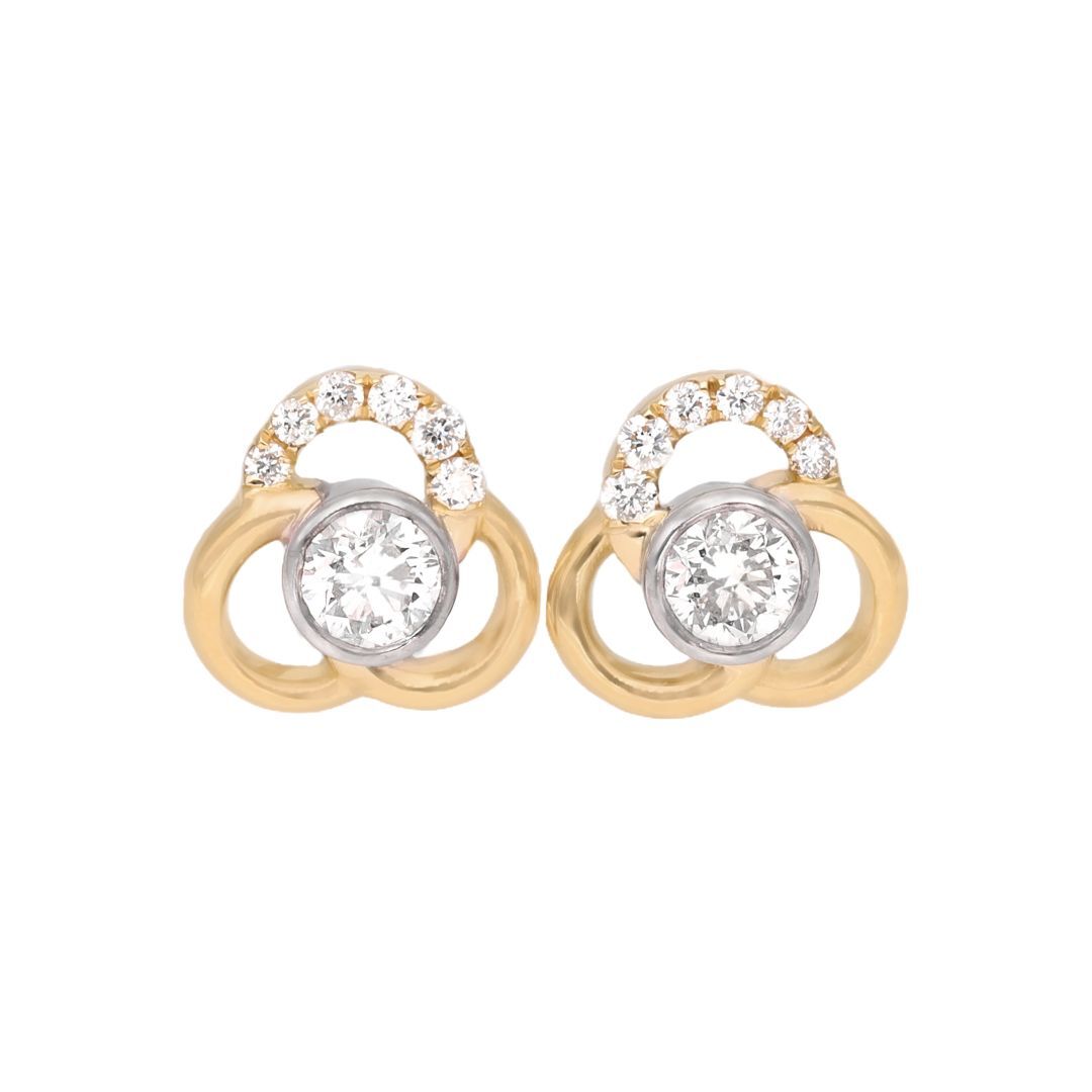 18ct Gold Forget-Me-Knot Diamond Set Stud Earrings