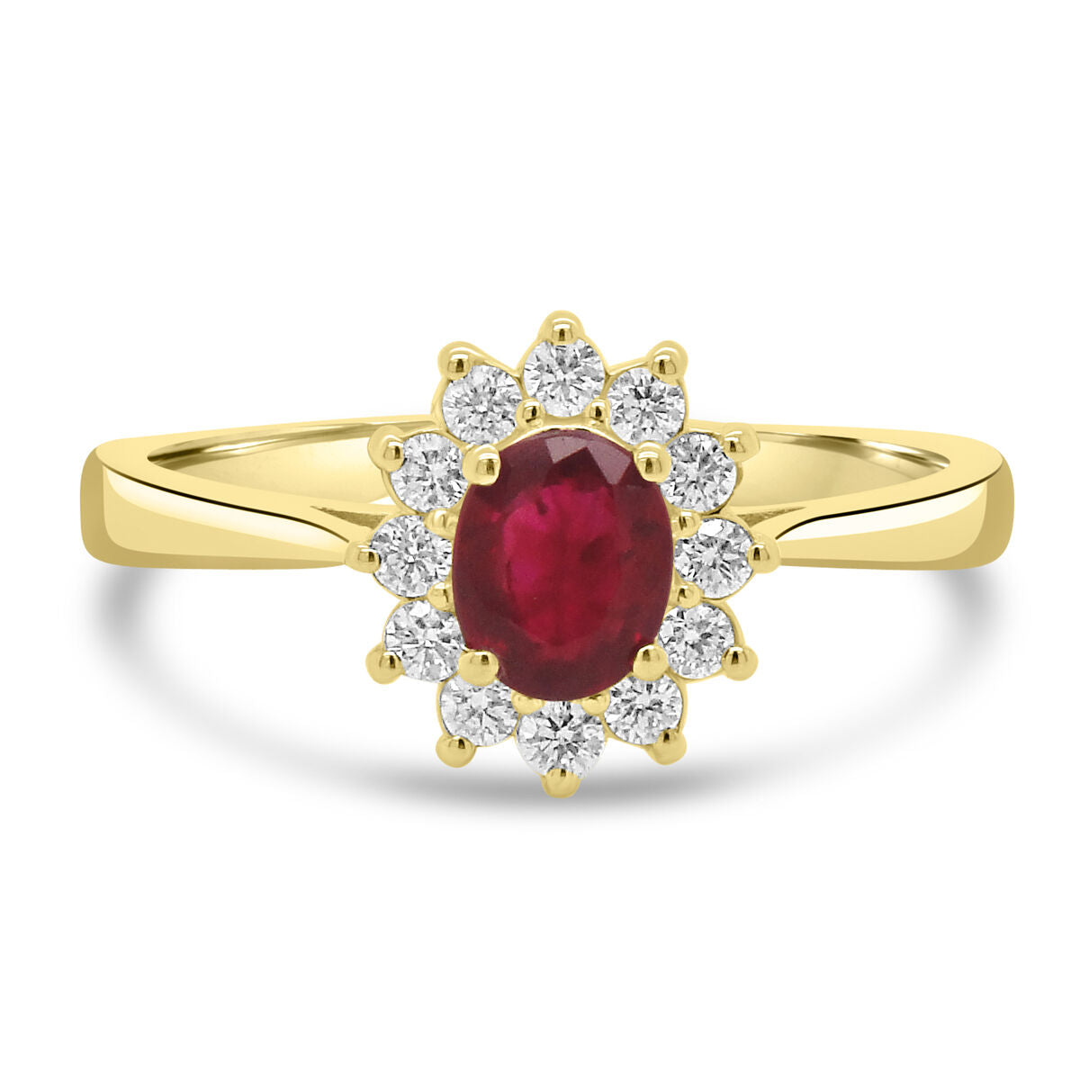 18ct Gold Oval Burmese Ruby & Diamond Set Cluster Ring – TB Mitchell