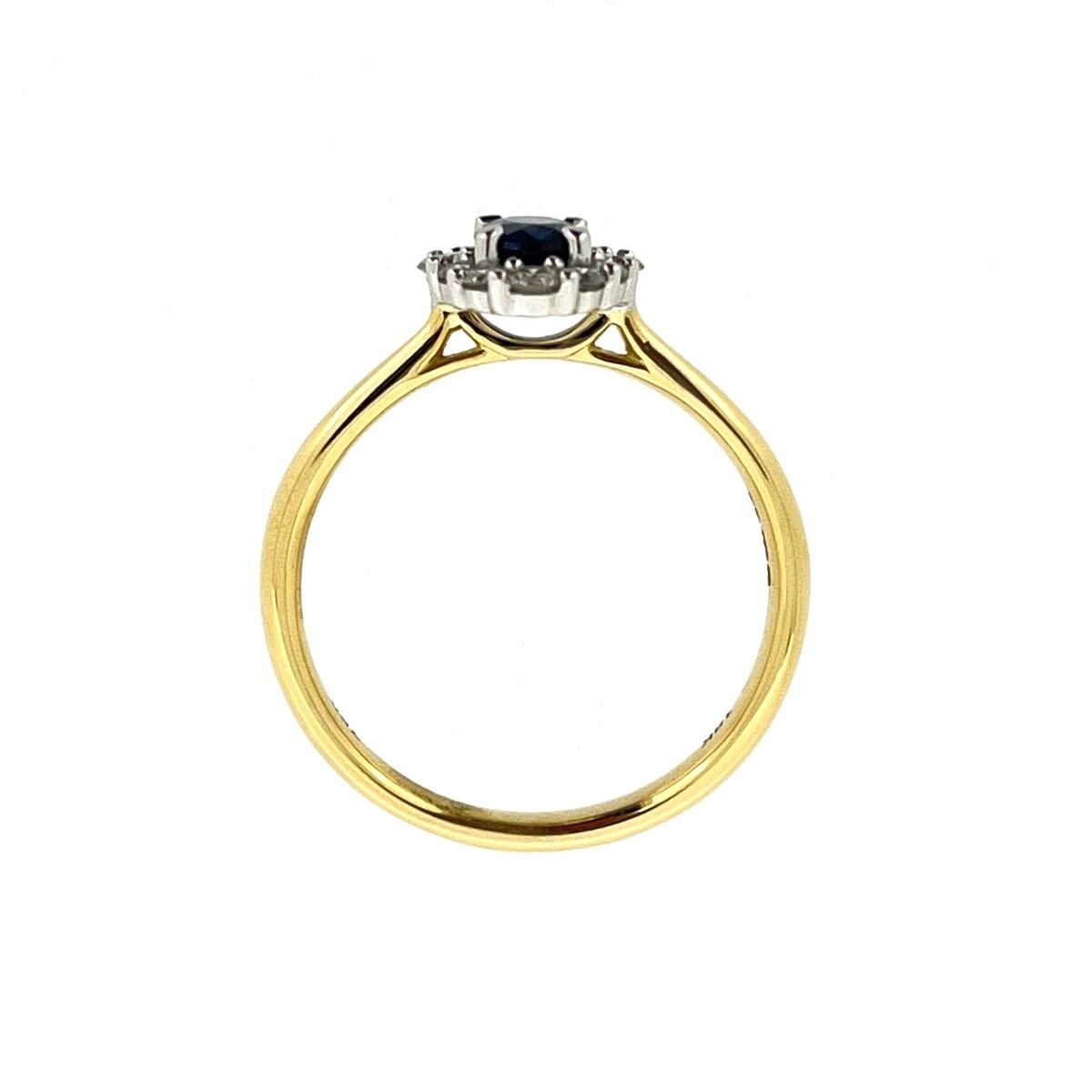 18ct Gold Oval Sapphire & Diamond Set Cluster Ring