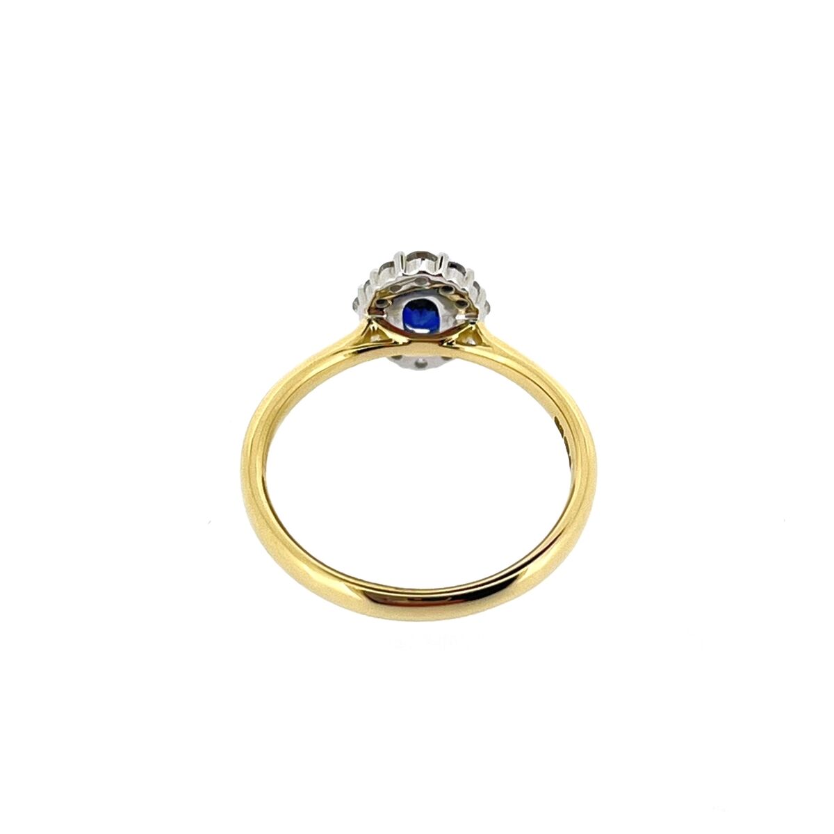 18ct Gold Oval Sapphire & Diamond Set Cluster Ring