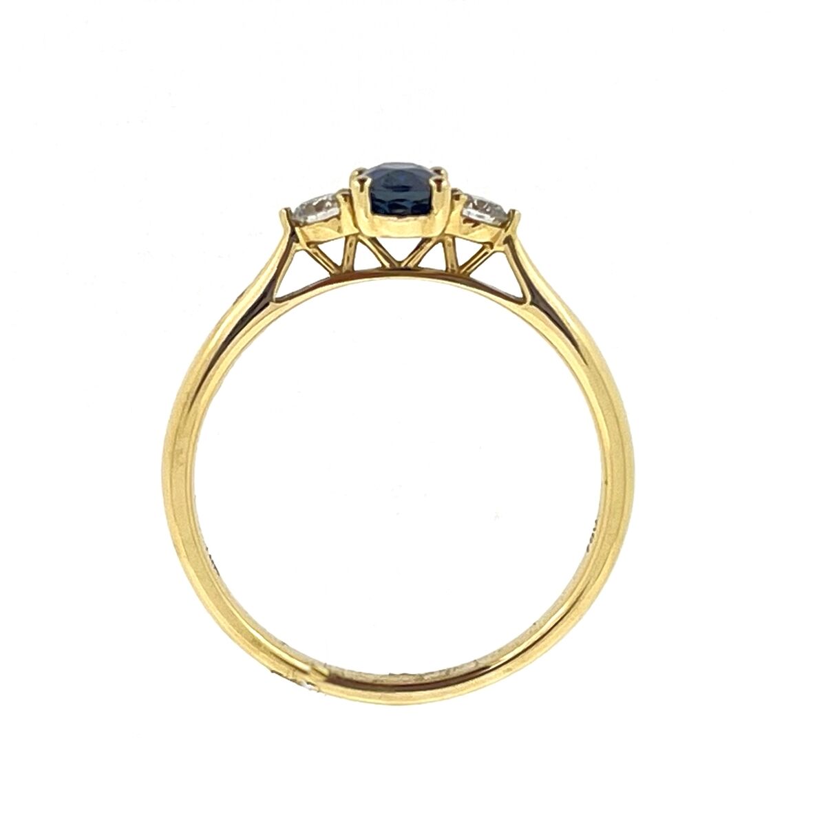 18ct Gold Oval Sapphire & Diamond Set Three Stone Trilogy Ring