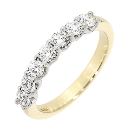 18ct Gold & Platinum Claw Set Diamond 0.76ct Seven Stone Half Eternity Ring