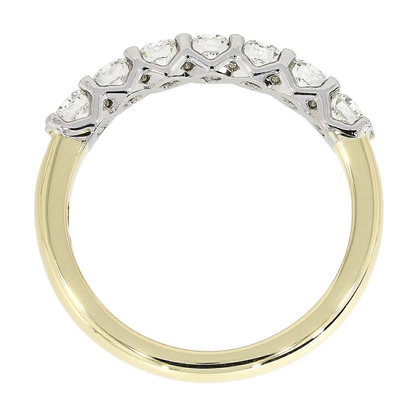 18ct Gold & Platinum Claw Set Diamond 0.76ct Seven Stone Half Eternity Ring