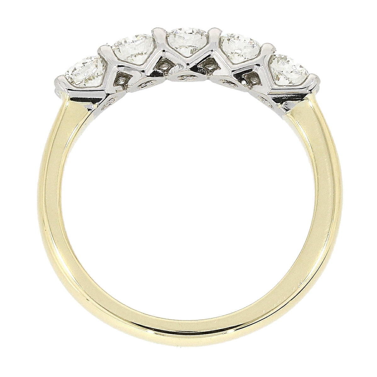 18ct Gold & Platinum Claw Set Diamond 0.77ct Five Stone Half Eternity Ring