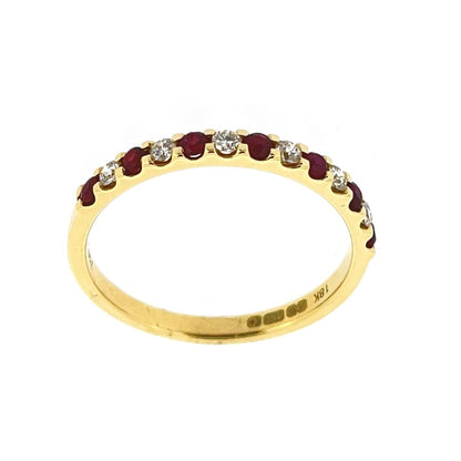 18ct Gold Ruby & Diamond Set Half Eternity Ring
