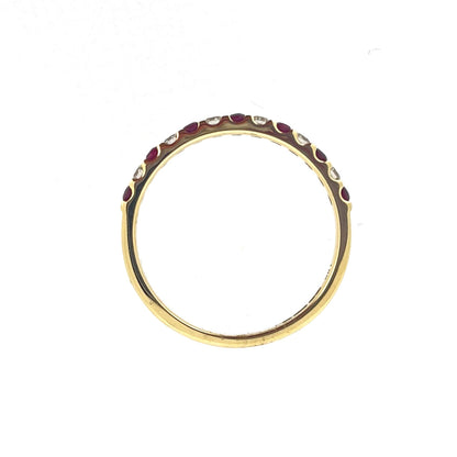 18ct Gold Ruby & Diamond Set Half Eternity Ring