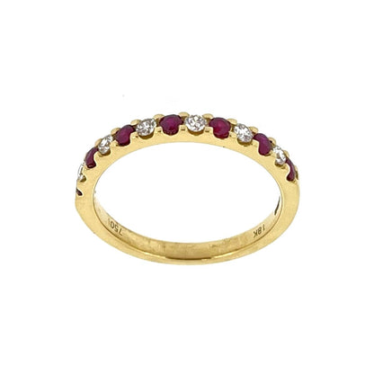 18ct Gold Ruby & Diamond Set Half Eternity Ring