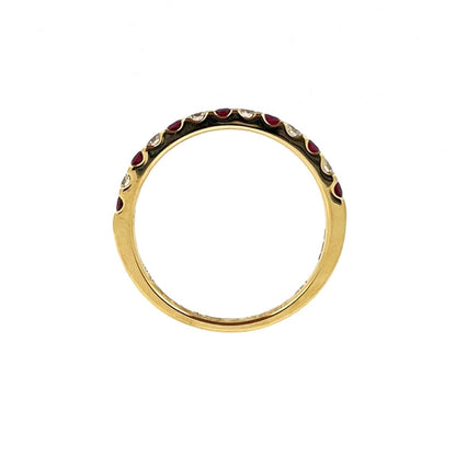 18ct Gold Ruby & Diamond Set Half Eternity Ring