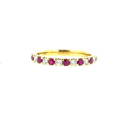 18ct Gold Ruby & Diamond Set Half Eternity Ring