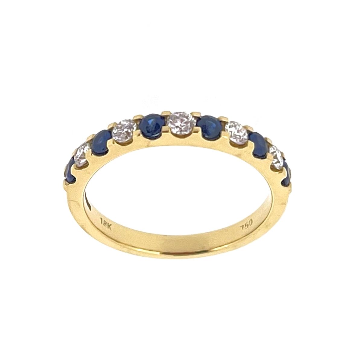 18ct Gold Sapphire & Diamond Eleven Stone Half Eternity Ring