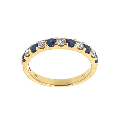18ct Gold Sapphire & Diamond Eleven Stone Half Eternity Ring