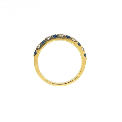 18ct Gold Sapphire & Diamond Eleven Stone Half Eternity Ring