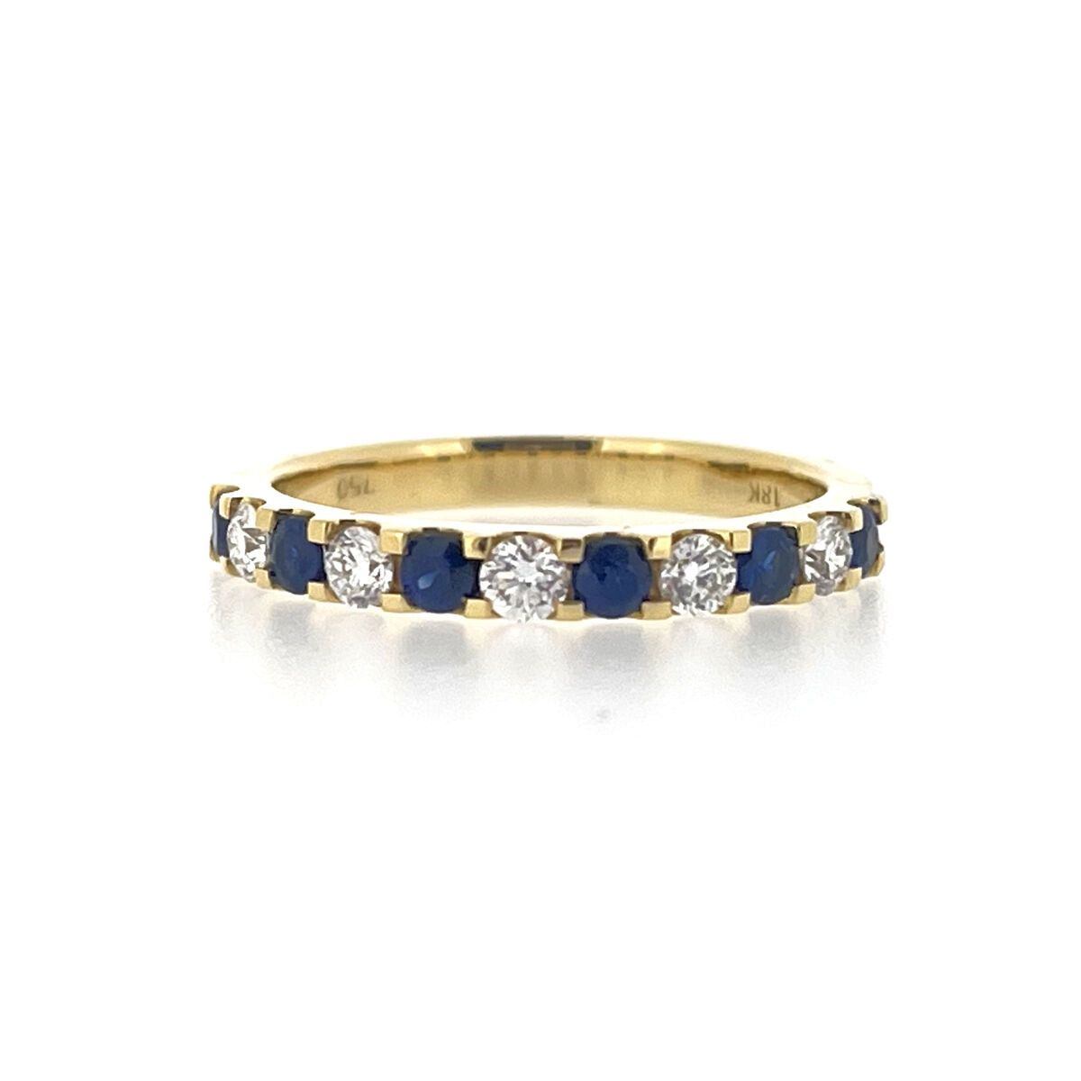 18ct Gold Sapphire & Diamond Eleven Stone Half Eternity Ring