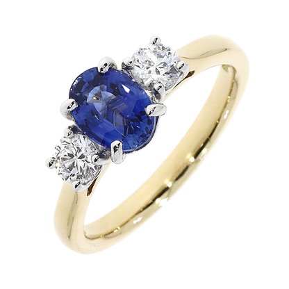 18ct Gold Sapphire & Diamond Set Three Stone Trilogy Ring
