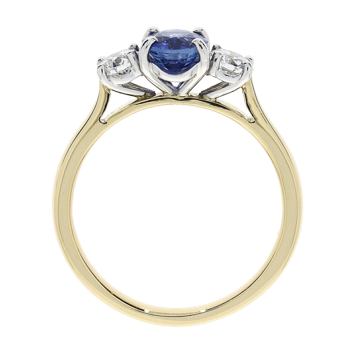 18ct Gold Sapphire & Diamond Set Three Stone Trilogy Ring