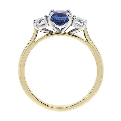 18ct Gold Sapphire & Diamond Set Three Stone Trilogy Ring
