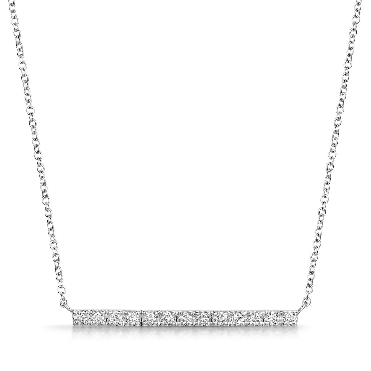 18ct White Gold 0.73ct Diamond Set Bar Pendant Necklace