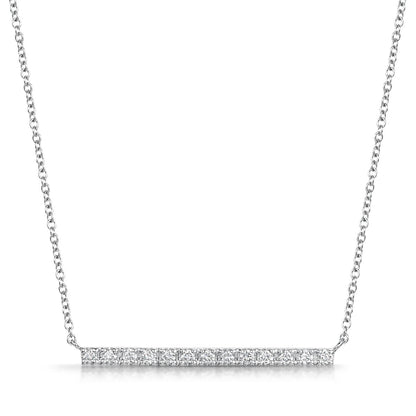 18ct White Gold 0.73ct Diamond Set Bar Pendant Necklace