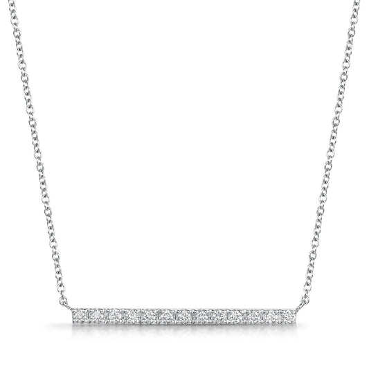 18ct White Gold 0.73ct Diamond Set Bar Pendant Necklace