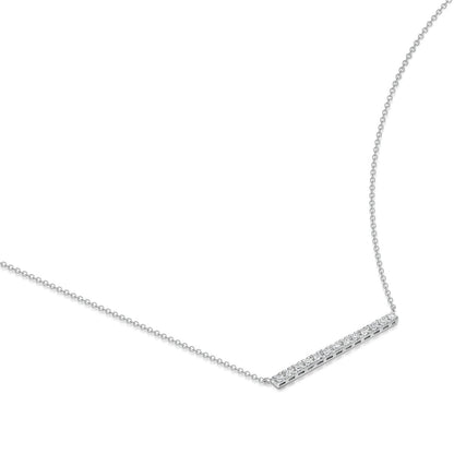 18ct White Gold 0.73ct Diamond Set Bar Pendant Necklace