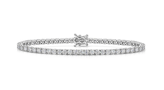 18ct White Gold 2.55ct Diamond Claw Set Line Tennis Bracelet