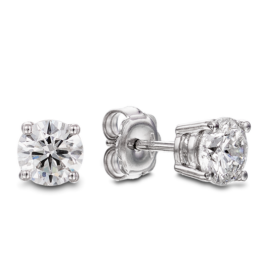 18ct White Gold 4 Claw Set 1.00ct Triple X Diamond Stud Earrings