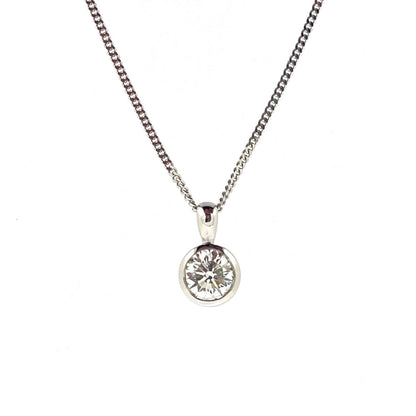 18ct White Gold Rubover Set 0.50ct Diamond Pendant Necklace