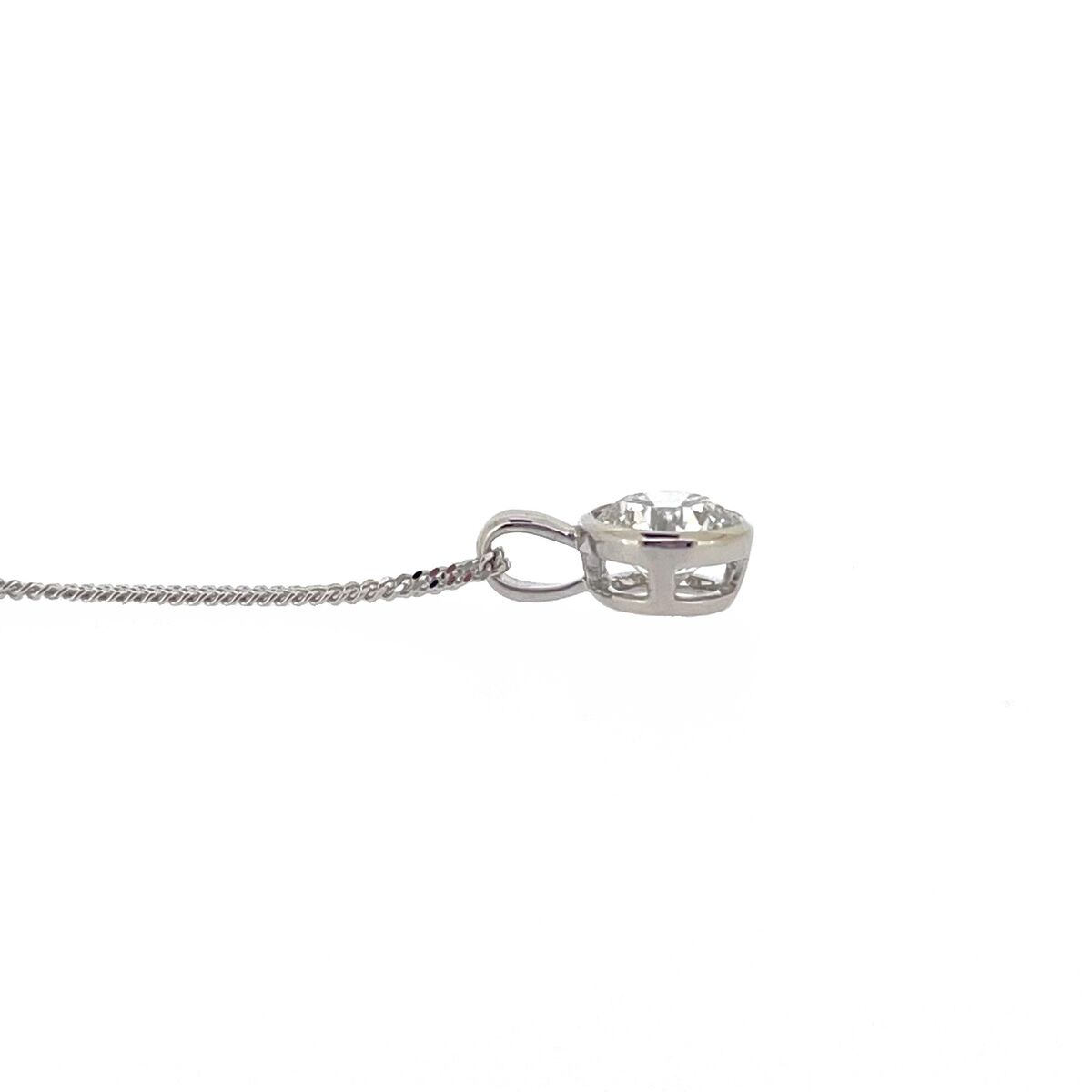 18ct White Gold Rubover Set 0.90ct Diamond Pendant Necklace