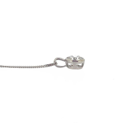 18ct White Gold Rubover Set 0.90ct Diamond Pendant Necklace