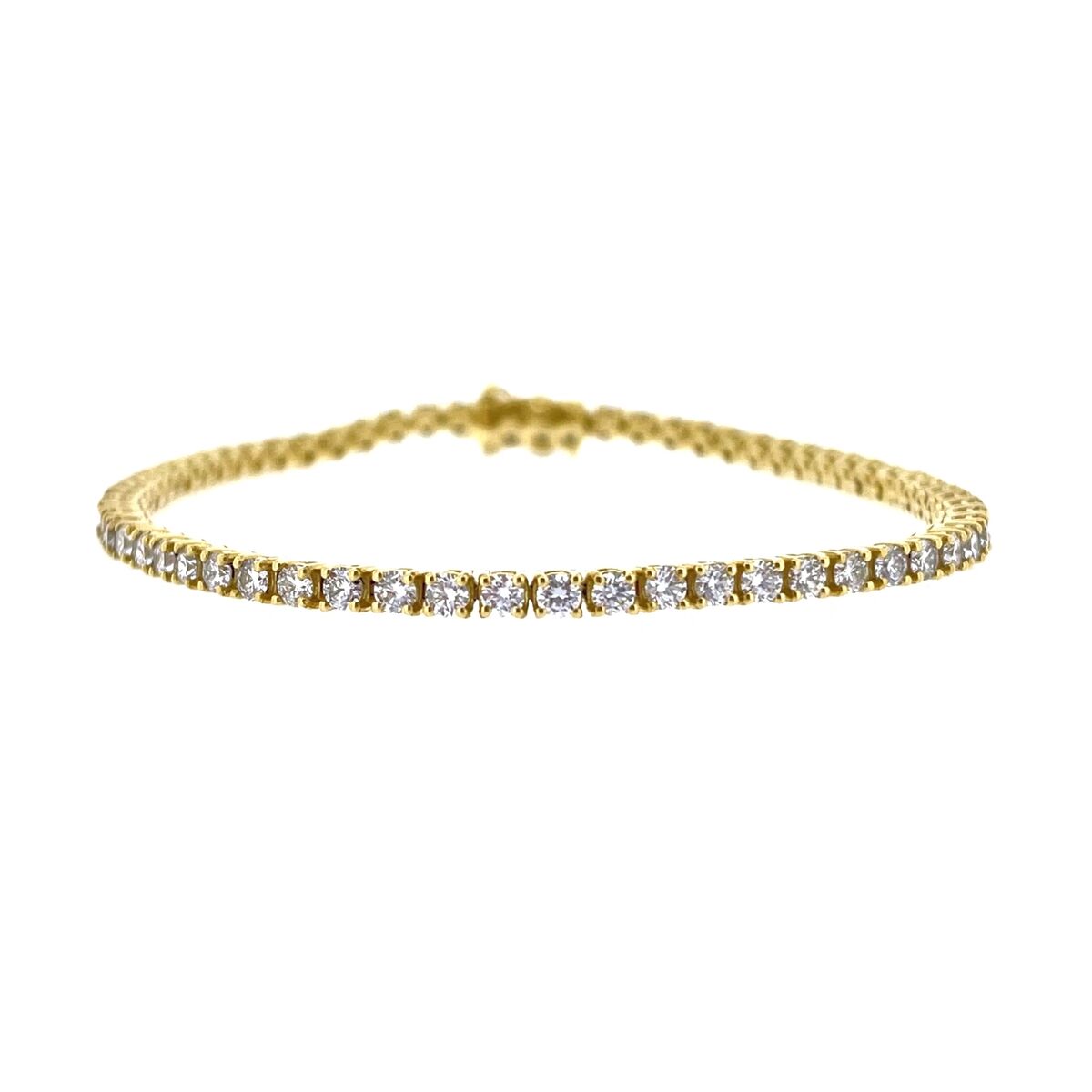 18ct Yellow Gold 3.50ct Diamond Claw Set Line Tennis Bracelet