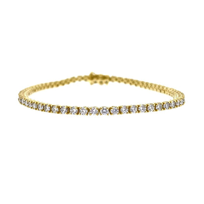 18ct Yellow Gold 3.50ct Diamond Claw Set Line Tennis Bracelet