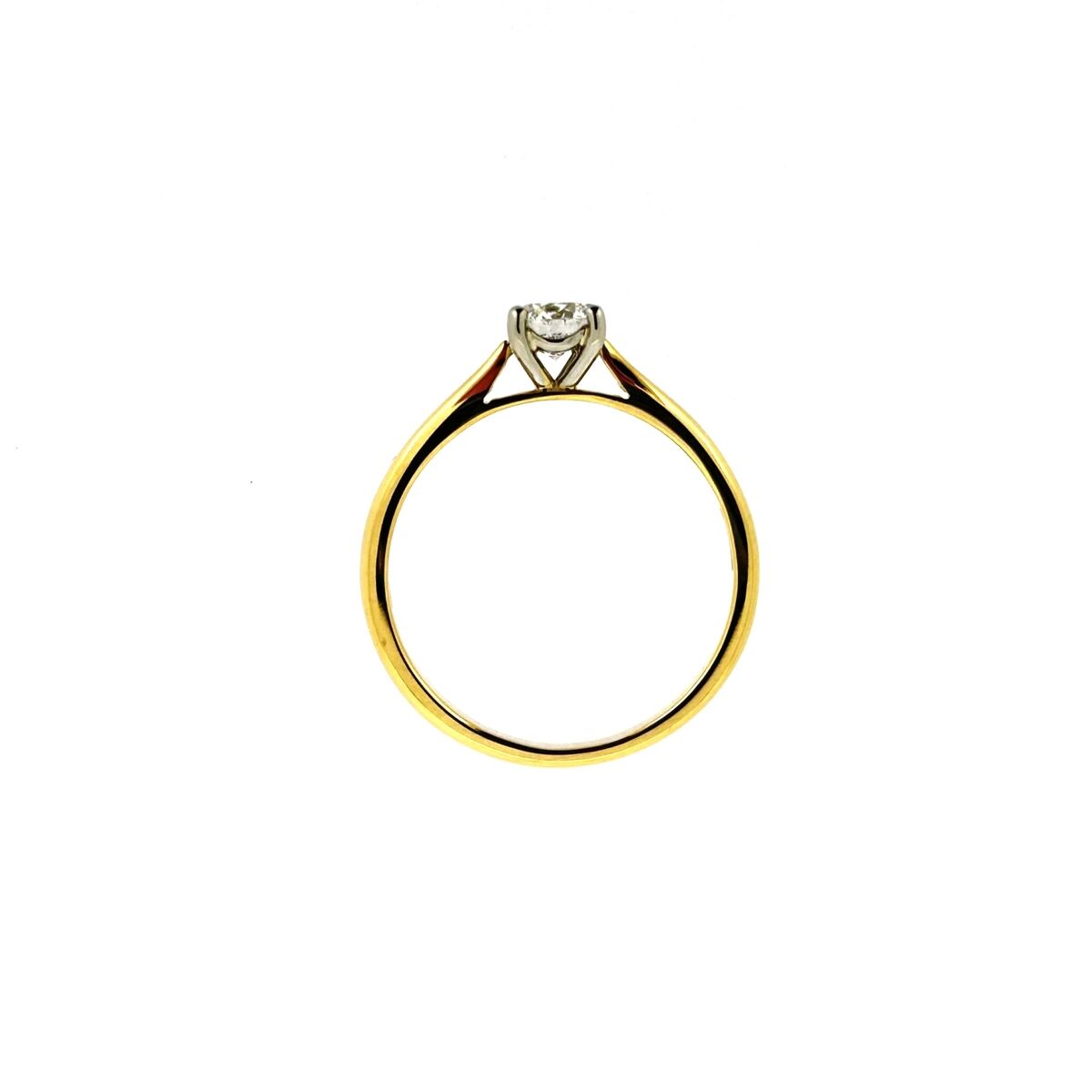 18ct Yellow Gold & Platinum Solitaire 4 Claw Set 0.30ct Single Stone Diamond Ring