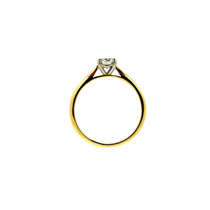 18ct Yellow Gold & Platinum Solitaire 4 Claw Set 0.30ct Single Stone Diamond Ring