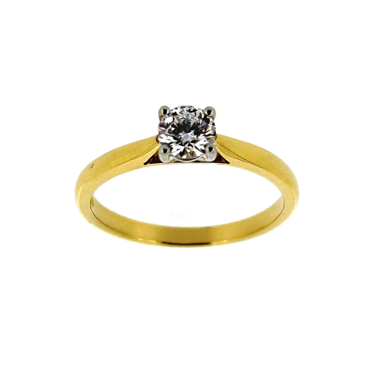 18ct Yellow Gold & Platinum Solitaire 4 Claw Set 0.50ct Single Stone Diamond Ring