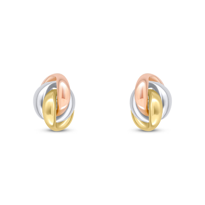 9ct 3 Colour Gold Oval Fancy Knot Stud Earrings